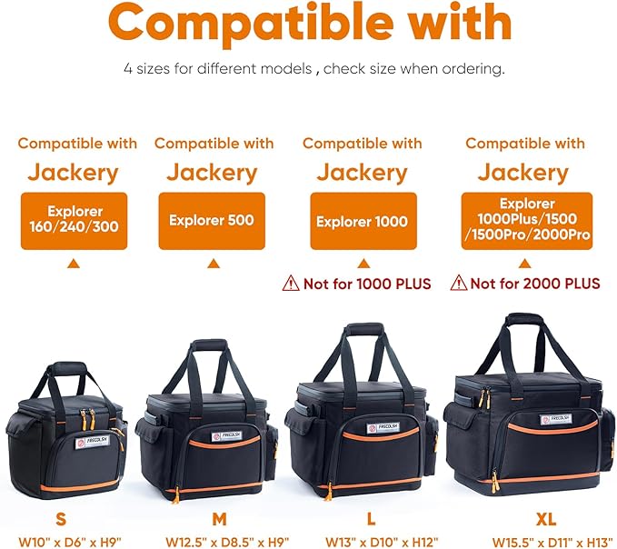 FRECOLSH Travel Carrying Case Compatible with Jackery Explorer 1000, Portable Power Station Storage Case with Water- proof Bottom and Pocket for Jackery Accessories Solar Generator Storage Bag Only