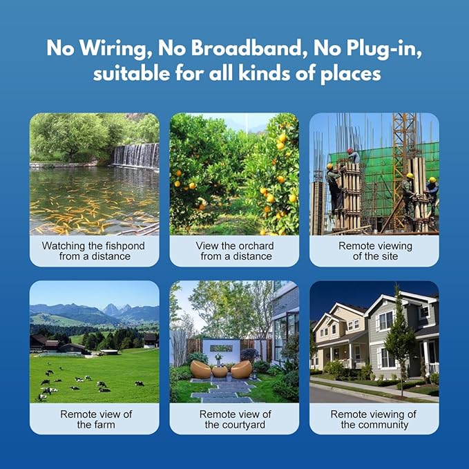 4G LTE Cellular Security Camera Wireless Outdoor，No Wifi Solar Powered Outside Camera , 2K Color Night Vision, PIR Motion Sensor, 360° Live View, 2-Way Audio, SIM Card $ SD Card Included, Free Trial