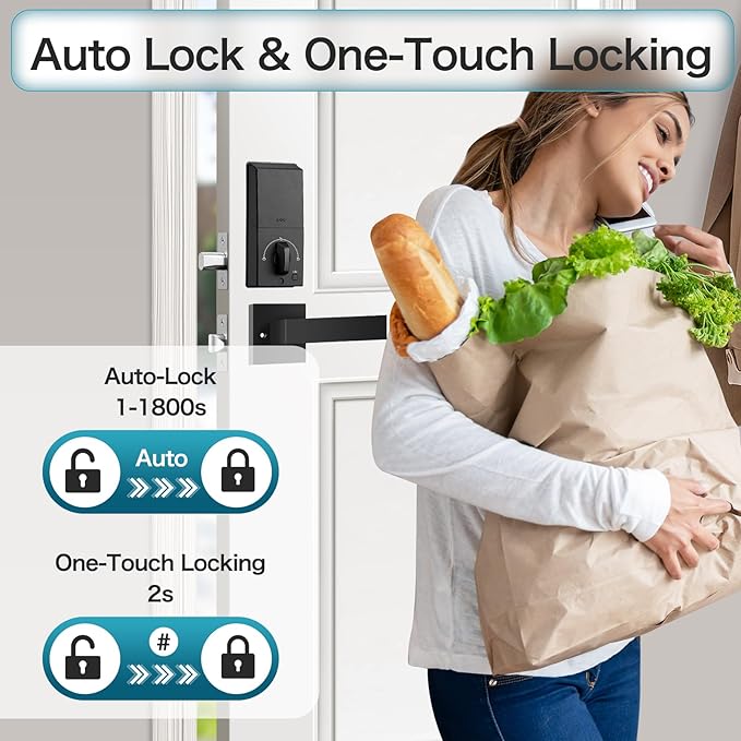Keyless Entry Door Lock Deadbolt with Handle Set, Smart Locks for Front Door, Digital Door Lock with Keypad Set, Door Code Lock with Touchscreen, Compatible with Alexa, Satin Nickel