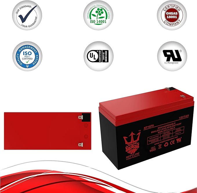 Neptune Power Products Brand NT1270 12V 7Ah Rechargeable Sealed Lead Acid Battery - Enduring 6-DW-7 UB1270-2 Pack Replacement Batteries