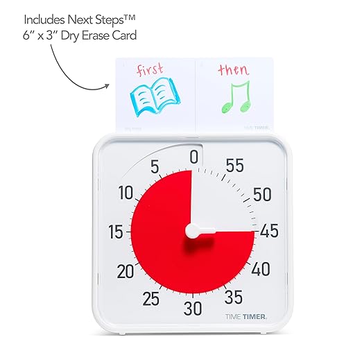 Time Timer Original 8" Visual Countdown Timer – Medium 60-Minute Classroom Visual Timer for Modern classrooms, Students & Adults – Helps with Focus, Sensory Needs, ADHD, Autism – (Red & White)