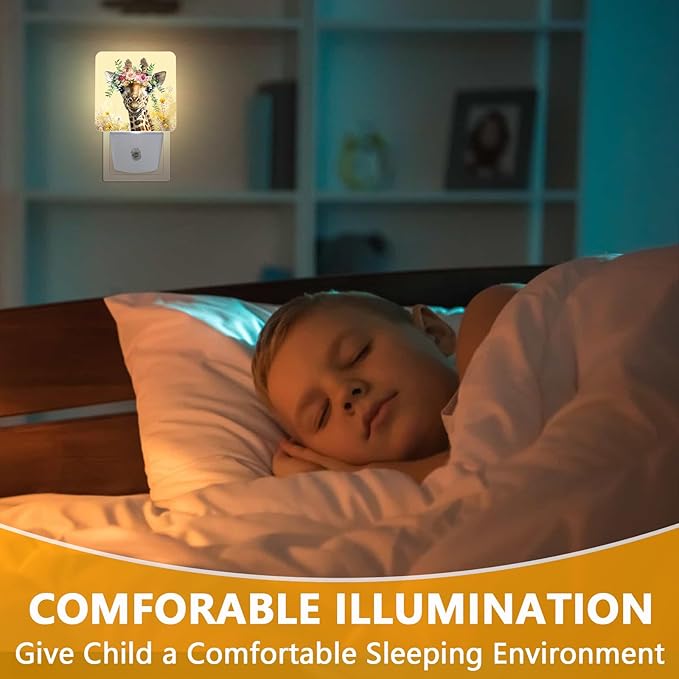 GANTINIR Giraffe Flower Night Light, Plug-into Nightlight White LED Lamp, Energy Efficient Decor Desk Lamp for Bedroom Hallway Stairs Bathroom