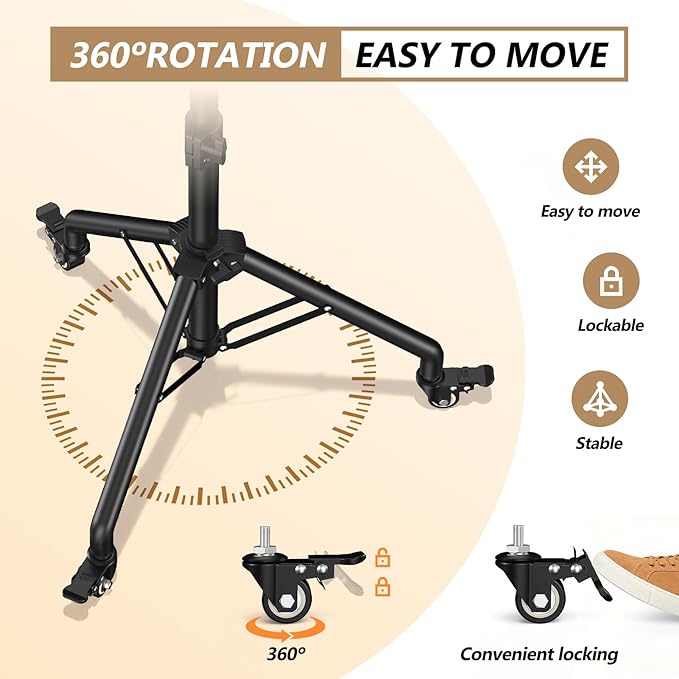 Facilife Projector Stand Tripod on Wheels, Adjustable Height 29-44 Inches, Laptop Tripod Stand Rolling, Heavy Duty Projector Tripod Metal Construction, Multifunctional for Office & Home (29-44 Inches)
