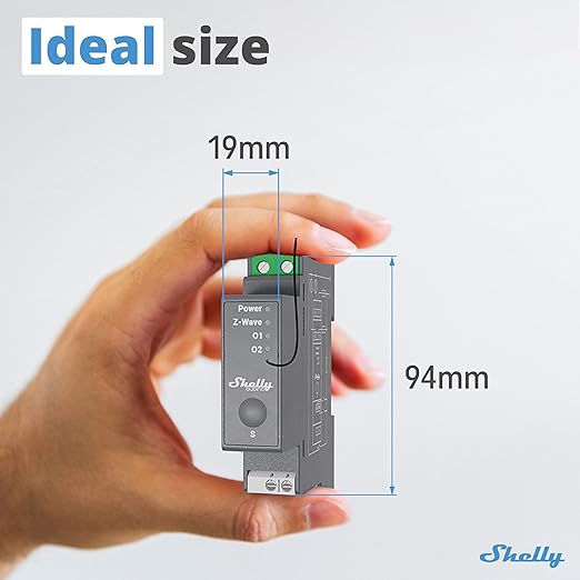 Shelly Wave Pro 2 US LR | Z-Wave Long Range 2-Channel Smart Relay Switch with Dry Contacts | DIN-Rail | Home Automation | High Compatibility | Easy Installation | iOS Android App