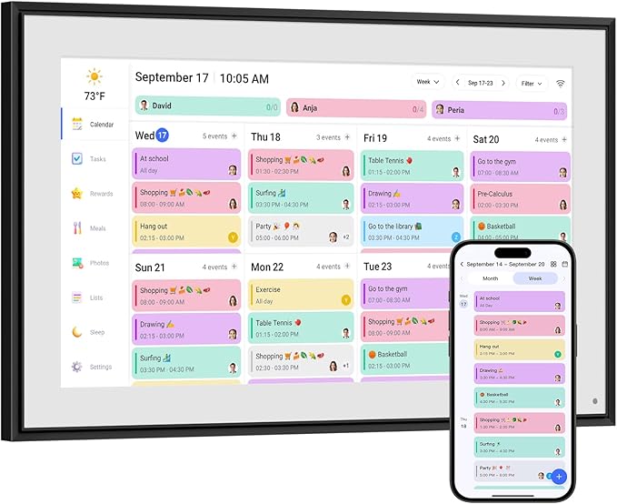 Smart Digital Calendar, 10.1" HD Smart Touch Screen Home Interactive Electron Calender WiFi Planner,Meal Schedule, Duty Chart,Achievement Rewards- Built-in Digital Photo Frame Function