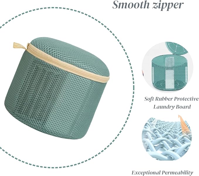 Bra Washing Bag with Anti-Deformation Structure and Fixed Hand-Wash Board,Bra Bag for Washing Machine,Laundry Bag for Delicates (Green)