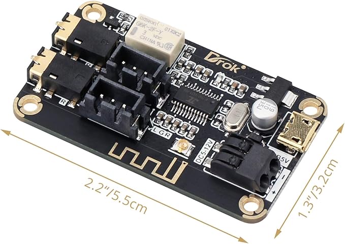 DROK Blue~Tooth Board, 12V Audio Receiver Blue~Tooth Module DC 5V-12V Portable Wire~Less Electronics Stereo Music Receive Circuit Chip with Micro USB Port for Headphone Speaker Home Sound System DIY