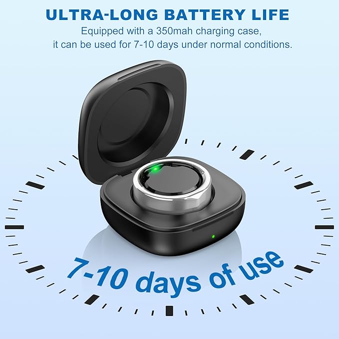 SEEKZERO Smart Ring for Women Men, Health Fitness Ring with Heart Rate, Stress & Sleep Monitoring,Step & Calorie Counter, 5ATM Waterproof for iPhone and Android,No Subscription(Brilliant Silver, 9)