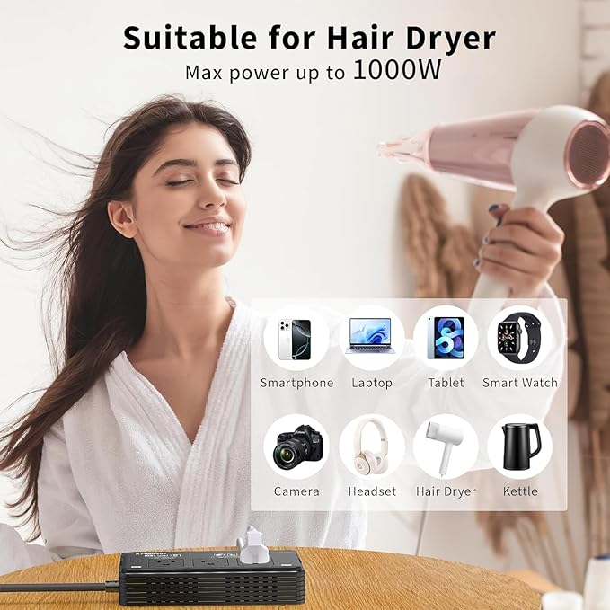 TREVOLTY 2000W Voltage Converter US to Europe for Hair Dryers, 7-in-1 220V to 110V Converter for European Travel with 3 AC/2 USBA/2 USBC Ports, Universal Power Converter Adapter Combo EU/UK/IT/AU Plug