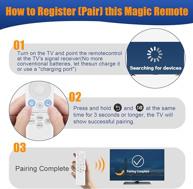 BN59-01432A for Samsung tv Remote, for Sam-Sung Solar tv Remote Replacement with Voice Rechargeable Solar Cell Compatible with Samsung Neo QLED 8K HDR Frame Smart TVs