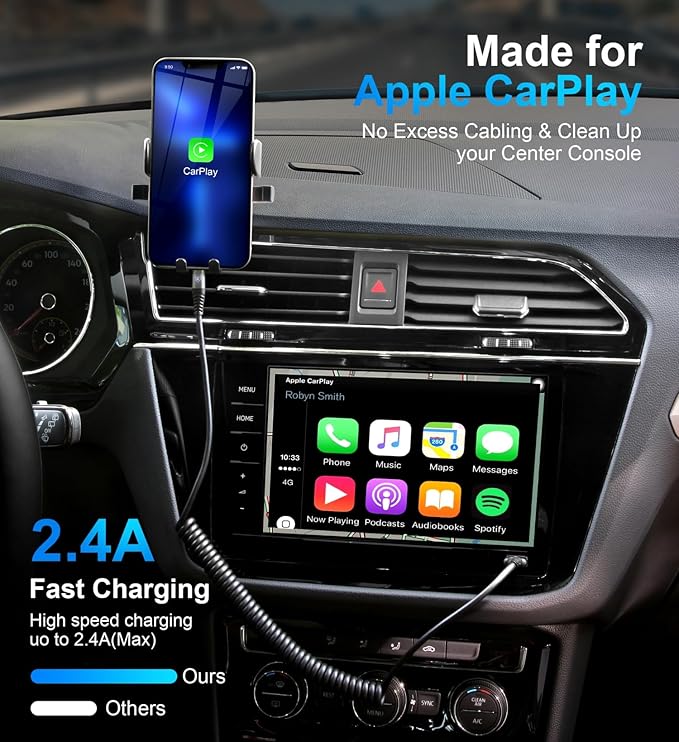 iPhone Charger Cable for Car [3FT+6FT], Coiled Lightning Cable [Apple MFi Certified] 2 Pack Lightning Cord Compatible with iPhone14 13/12/11 Pro Max/XS MAX/XR/XS/X/8/7/Plus/6S iPad/iPod-Black