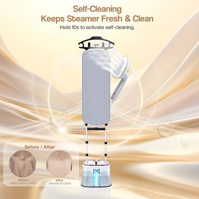 Cobuy Standing Garment Steamer with Dry Ironing, 2000W Powerful Steamer for Clothes with with Flat & Slant & Hanging Iron Options,3 Steam Modes, 25s Fast Heat-Up, Self-Cleaning, 2.2L Water Tank