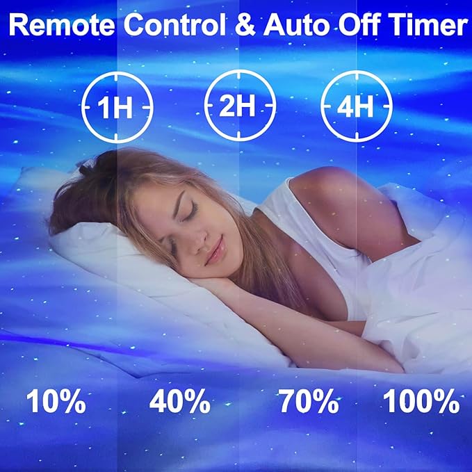 CIMELR Aurora Star Projector with Bluetooth Speaker & White Noise – Northern Lights Galaxy Night Light for Bedroom, Remote Control Ceiling Projector for Kids & Adults, Home Theater Decor (White)
