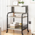Garvee 3-Tier Large Printer Stand with Power Outlets & USB Ports,Industrial Rolling Printer Cart with Heavy Duty Metal Frame & Adjustable Shelf & Storage & Lockable Wheels for Home Office, Retro Gray