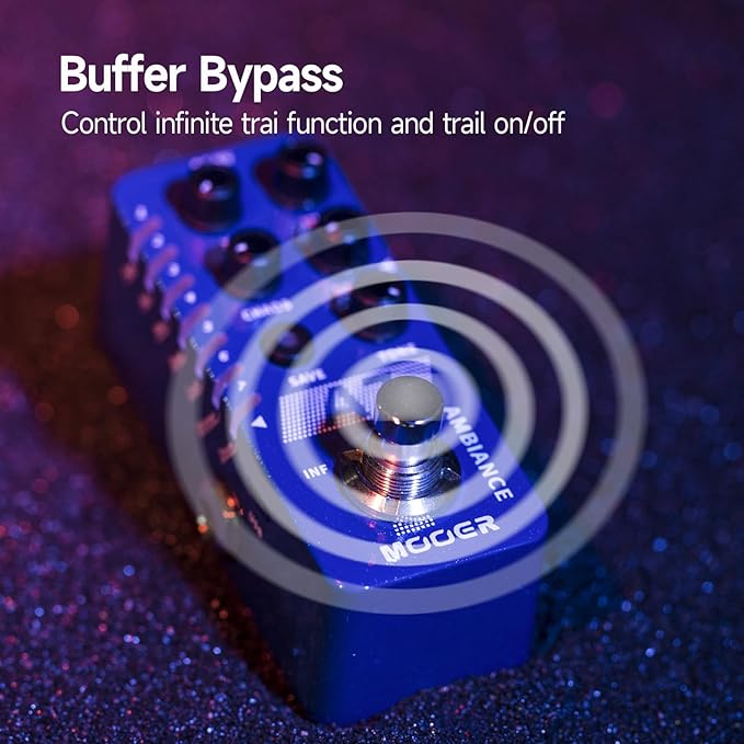 MOOER A7 Reverb Guitar Pedal Ambiance Versatile with 7 Diffrevent Rever Effects And Save Setting Function, INFINITE Trail Function, Supports Buffer Bypass or True Bypass