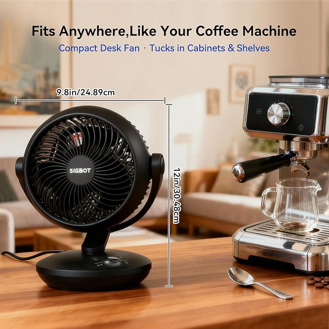 SIGBOT Fan for Bedroom with Remote,Ultra Quiet Desk Fans,with 3 Modes,8 Speeds,9-Hour Timer,10 inch,High-Velocity Cooling,Auto Oscillation Table Fans,Touch Control,for Home,Dorm,Clinic & Office