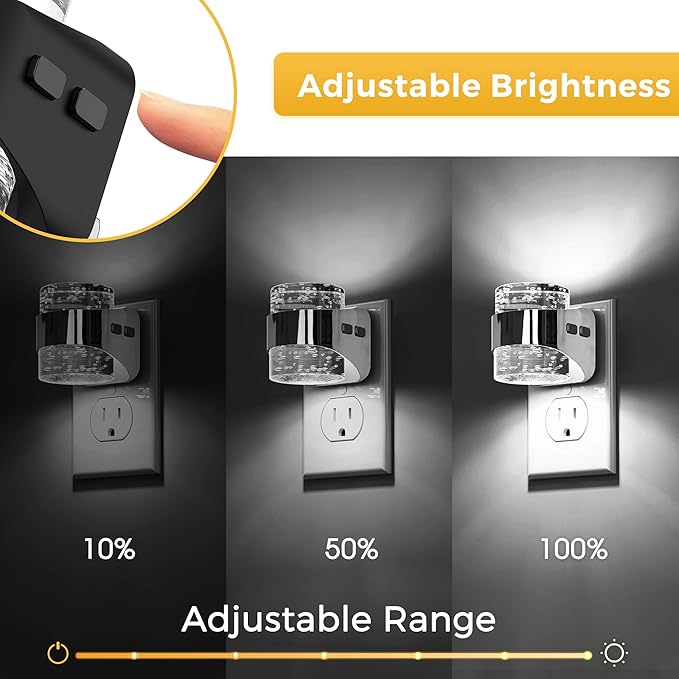 L LOHAS LED 2 Pack 3CCT Night Lights Plug into Wall, 3000K/4000k/5000K Adjustable Color Temperature Night Light,Bubble Nightlight with Dusk to Dawn Sensor for Rooms Bathroom Hallway