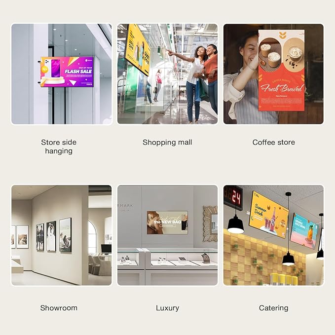 Canlarriz Digital Signage Display 65 inch Wall Mount Digital Menu Board for Restaurants and Stores Advertising Screen 700 nits Ultra-High Brightness 4K UHD Free Web Content Editor Android 4GB + 32GB