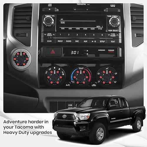 4 Pack - 2nd Gen Tacoma Accessories AC Knob Upgrade - 2005,2006,2007,2008,2009,2010,2011,2012,2013,2014,2015 Tacoma Climate Control Dial Mods Set - for Toyota Interior Replacement Kit