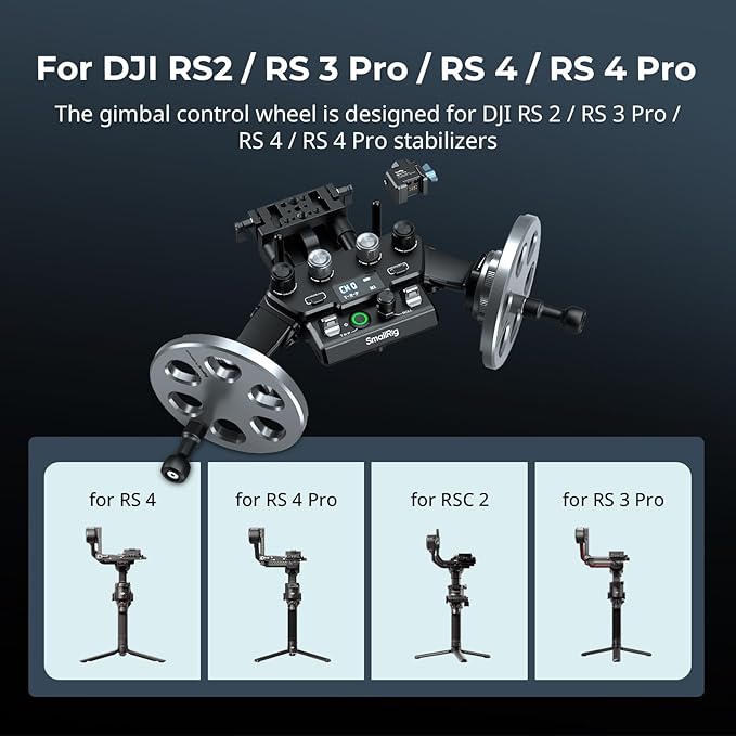 SmallRig Gimbal Control Wheels for DJI RS2 / RS 3 Pro/RS 4 / RS 4 Pro/RS 5 | Intuitive Control | Adjustable Damping | Dual Power Supply, for Heavy Duty Tripod - 4525