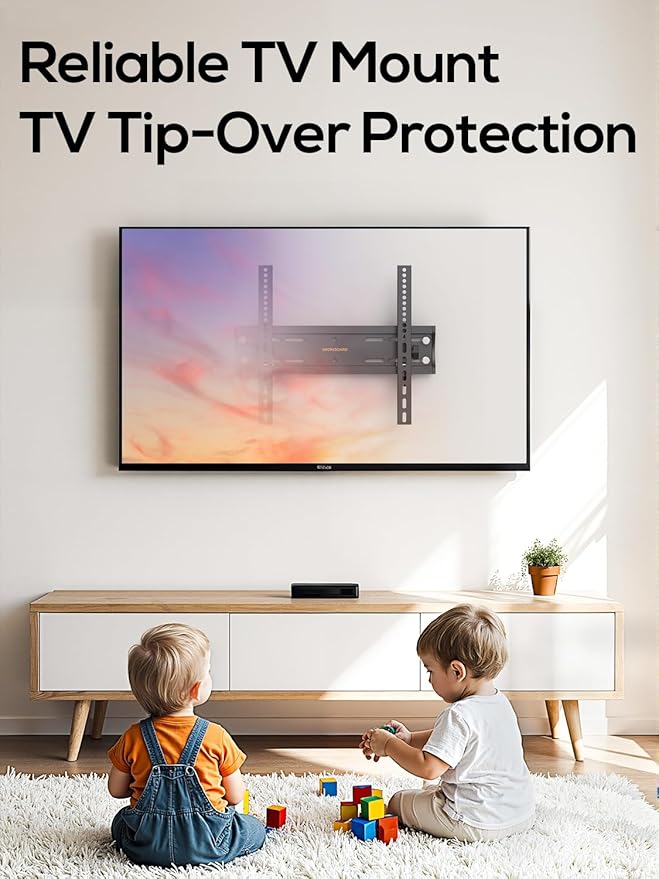 IWORKBOARD 40 50 55 inch Tilting TV Wall Mount for 24-65 '' TVs, Low Profile TV Mount, Ultra Slim Wall Mounts TVs Bracket, Max VESA 400x400mm, 99 lbs & 16 inch Studs, Fit Most 32+ 42 43 45 Screen