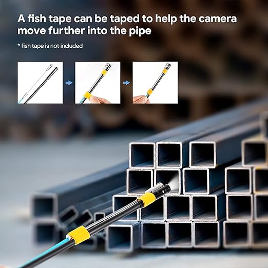 Triple Lens Endoscope Camera with Light with 50FT Semi-Rigid Cable, DEPSTECH 5" IPS Screen Sewer Inspection Camera, 1080P Industrial Borescope, Split Screen, Waterproof Drain Pipe Tool, Carrying Case