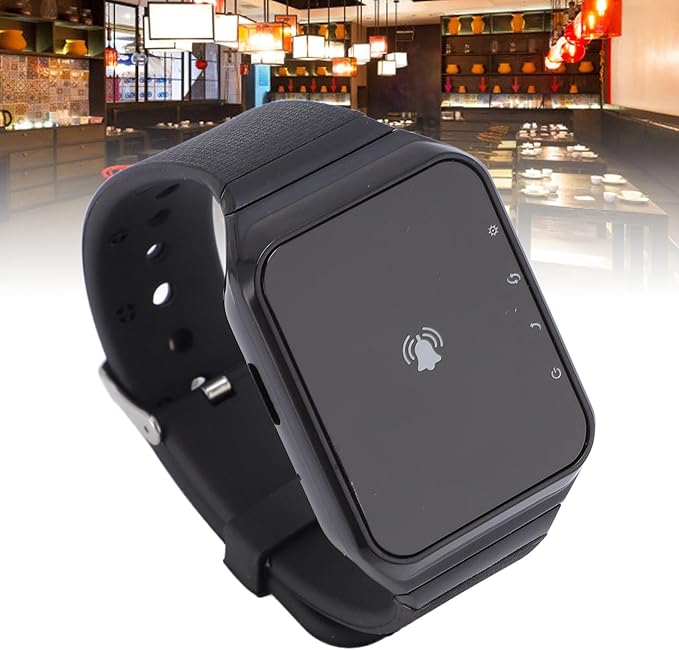 Yunseity Wireless Calling System, 1 Watch Receiver 1 Key Transmitter, Including Flashing, Vibration, and Buzzer, IPX4 Water Proof, for Home, Restaurant, Factory