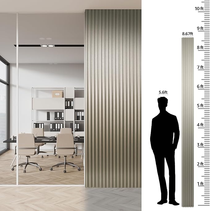 Art3dwallpanels Slat Wall Paneling, 4 Pack Glossy Metal Finish WPC Soundproof 3D Wall Panels for Interior Wall Decor, Fluted Textured Panel Wall Slats, Sample