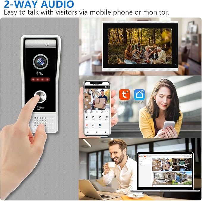 Video Doorbell Intercom System,10 Inches Touch Screen (Silver) Video Doorbell Door Phone System,Support Remote Unlock, Dual-Way Intercom,Night Vision for Villa House Apartment (1-Camera + 1-Monitor)