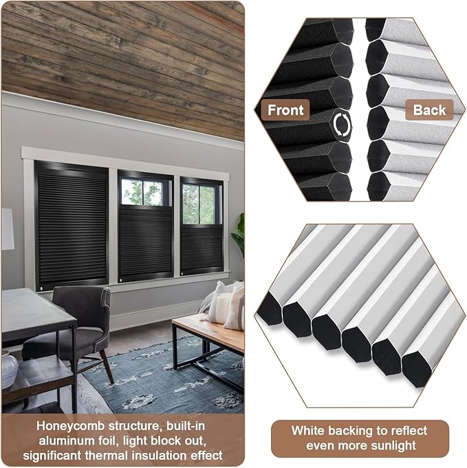 LEXEN Smart Bottom Up Honeycomb Shades - WiFi Enabled Motorized Cellular Blinds Compatible with Alexa/Google Home Easy Install Blackout Honeycomb Blinds with Aluminum Frame Customize Size-Coffee