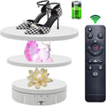 JAYEGT 3in 1 Motorized Rotating Display Stand with 5.74/7.08/8.66 inch Replacement Cover，Max 22lbs Load, 360 Electronic Turntable for Photography Products (3 in1 / White/with Remote Controller)