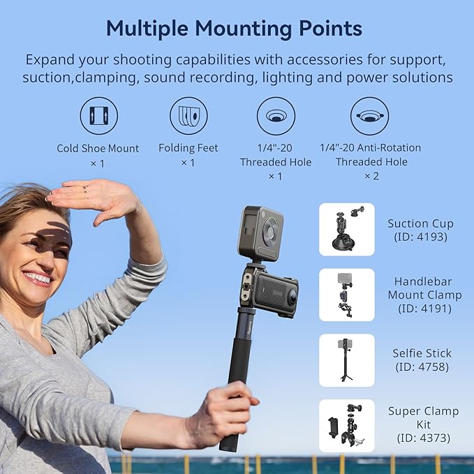 SMALLRIG Cage for Insta360 X4, Aluminum Protective Case for Insta 360 X4 with Silicone Lens Cover, Built-in Cold Shoe and 1/4"-20 Anti-Deflection Threaded Hole - 4278