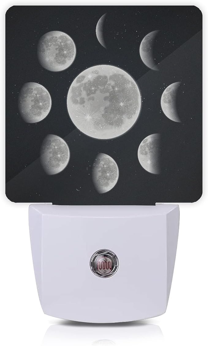 Smoaffly Moon Phases Night Light Plug-in LED Nightlights Auto Sensor Night Lamp Dusk-to-Dawn Lamp Home Decor for Nursery Children Girls Boys