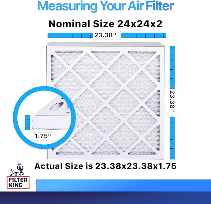 Filter King 24x24x2 Air Filter | 4-PACK | MERV 8 HVAC Pleated A/C Furnace Filters | MADE IN USA | Actual Size: 23.5 x 23.5 x .75"