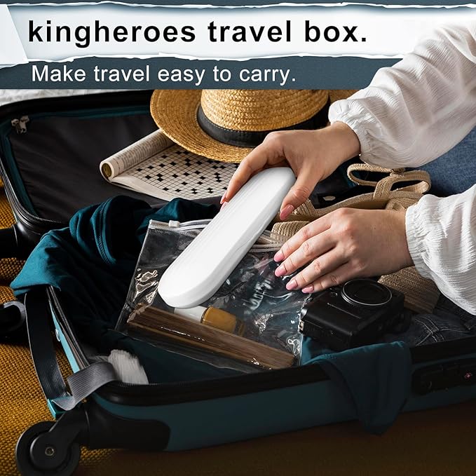 kingheroes Electric Toothbrush Set, Comes with 8 Brush Heads & Travel Case,4 Modes with 2 Minutes Built in Smart Timer, One Charge for 60 Days, 42000 VPM Motor (White)