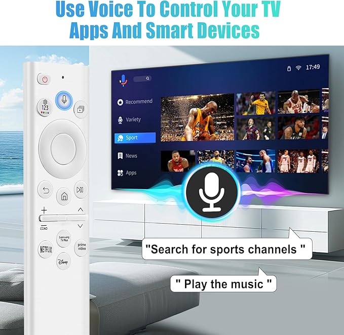 BN59-01391A Solar Voice Remote for Samsung Frame TV Remote Replacement with Voice Search, Apps and Solar Charging for Samsung 2021-2025 Neo LED Smart 4K Ultra HD TV, 4 Shortcut Buttons