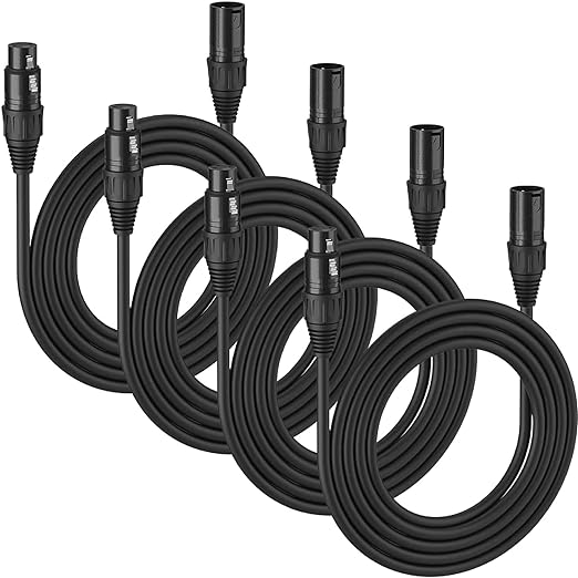 MFL. 6.6 ft Flexible DMX Cable 3 Pin Signal XLR Male to Female Cable Wire for Stage Lighting DJ Lights, 110 Ohms Impedance, Black, 4 Pack