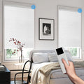 COOLWINDS Motorized Blinds with Remote Cordless Automatic Motorized Shades Custom Blinds for Windows Smart Curtains Compatible with Alexa Google Home(Blackout Jacquard White,W44 x H72in)