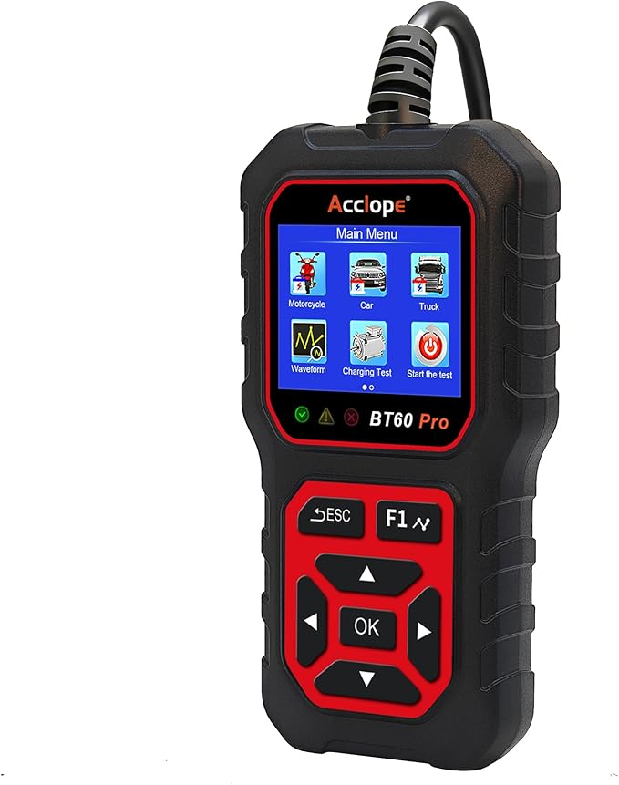 Acclope BT60 Pro Car Battery Tester with Cloud Printing,100-3000 CCA, Digital Analyzer for 6V/12V/24V Batteries, AGM Lithium Gel Battery Checker, Automotive Alternator System