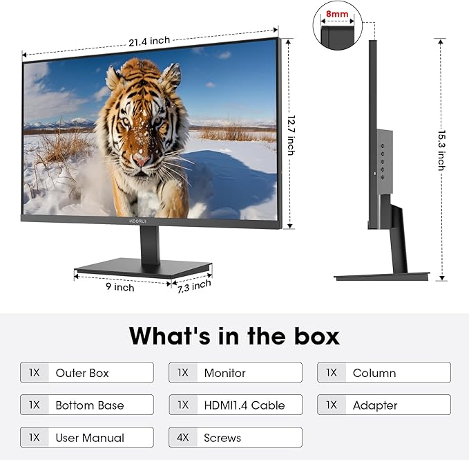KOORUI 24-inch 120Hz Gaming Monitor IPS FHD (1920 x 1080P) sRGB 99% Support Freesync Computer Monitors VESA Mount HDMI & VGA Ports E2411H