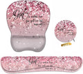 Ergonomic Mouse Pad Wrist Support and Keyboard Wrist Rest Set with Coasters, Non-Slip PU Base, Easy Typing & Pain Relief, Perfect for Home Office Working Studying, Quote Bible Verses Psalm 46:5