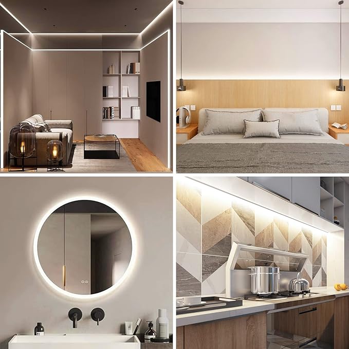 Pandery LED Strip Lights 32.8FT,Dimmable cob led Strip with Adapter and Remote,24V Strip Lights CRI90+ 8mm Wide 3840leds,Natural White 4000K Indoor led Tape,Perfect for Cabinet,Room,Kitchen,TV
