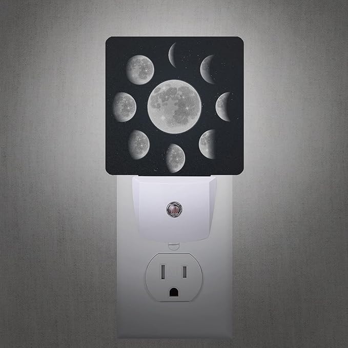 Smoaffly Moon Phases Night Light Plug-in LED Nightlights Auto Sensor Night Lamp Dusk-to-Dawn Lamp Home Decor for Nursery Children Girls Boys