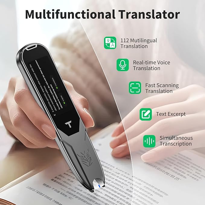 Translator Pen, Reading Pen for Dyslexia, Traductor De Voz Instantaneo, Pen Scanner Text to Speech Device, Scan Reader Pen OCR Digital Pen Reader, Wireless Translation Pen Scanner for Students Adults