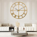 Ohweog Large Wall Clock for Living Room Decor – 60 Inch Silent Non-Ticking Modern Farmhouse Wall Clock, Oversized Decorative Metal Roman Numeral Clock (Gold, 60 Inch)