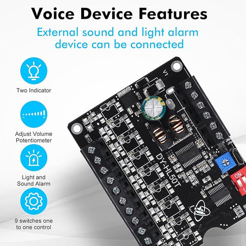 1 Pc 60W Voice Playback Module Support TF Card(32GB Max), PEMENOL DC 9-24V Sound Module Music Player Voice Broadcast Device Support Sound and Light Alarm for Home Alarm Voice Broadcast Module