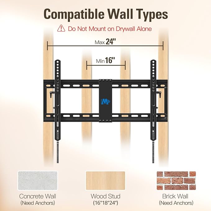 Mounting Dream UL Listed Advanced Tilt TV Wall Mount for Most 42-90 Inch TVs, TV Bracket with Full Tilt Extension up to 7", Fits 16", 18", 24" Studs, Max VESA 600x400mm and 120LBS MD2104