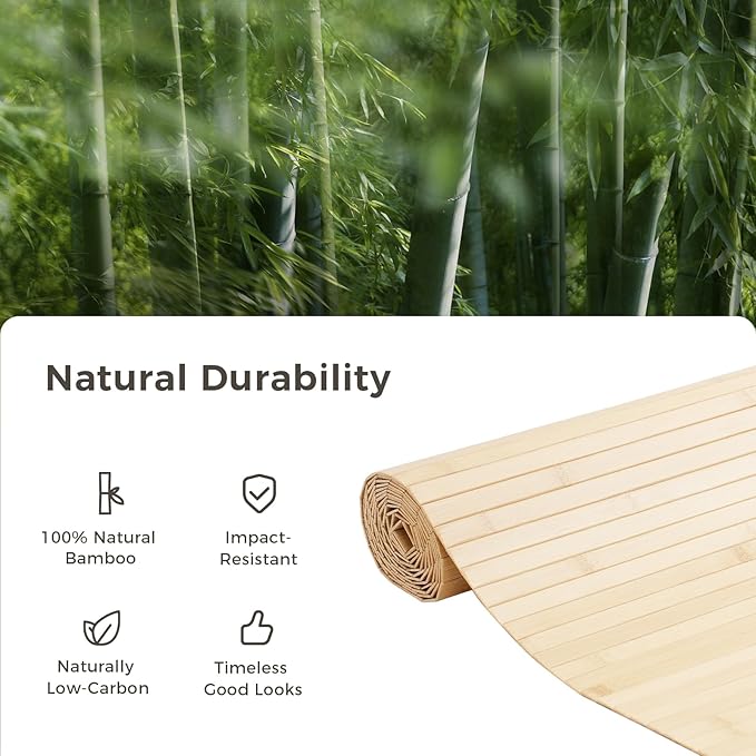 OUZUGIE 2 Pack 96x24 Inch Natural Bamboo Wall Panel – Carbonized Pole Wrap Paneling for Walls, Ceilings, Cabinets, Furniture – Ideal for Bedroom, Living Room & Office DIY Decor