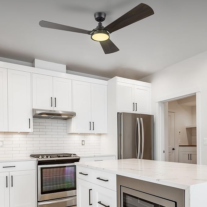 SMAAIR 56inch Smart Wifi Ceiling Fans with Dimmable LED Lights and Remote, Compatible with Alexa/Google Home/Siri/APP, Outdoor DC Fans with 10 Speeds, Timer/Schedule,Walnut
