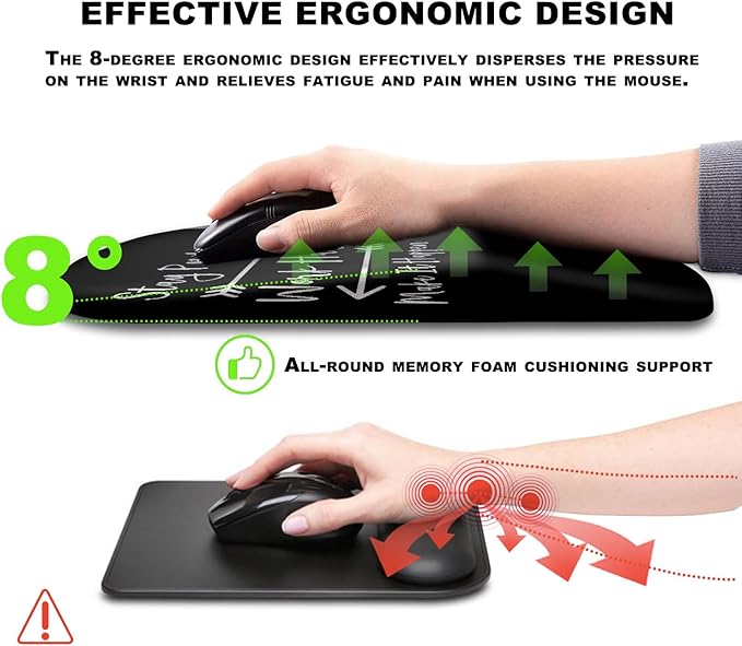 KUOSGM Mouse Pad Wrist Support, Ergonomic Mouse Pad with Massage Dot, Comfortable Computer Mouse Pad for Laptop, Wrist Rest Pain Relief Mousepad with Non-Slip PU Base for Office & Home, 12 x 8 in
